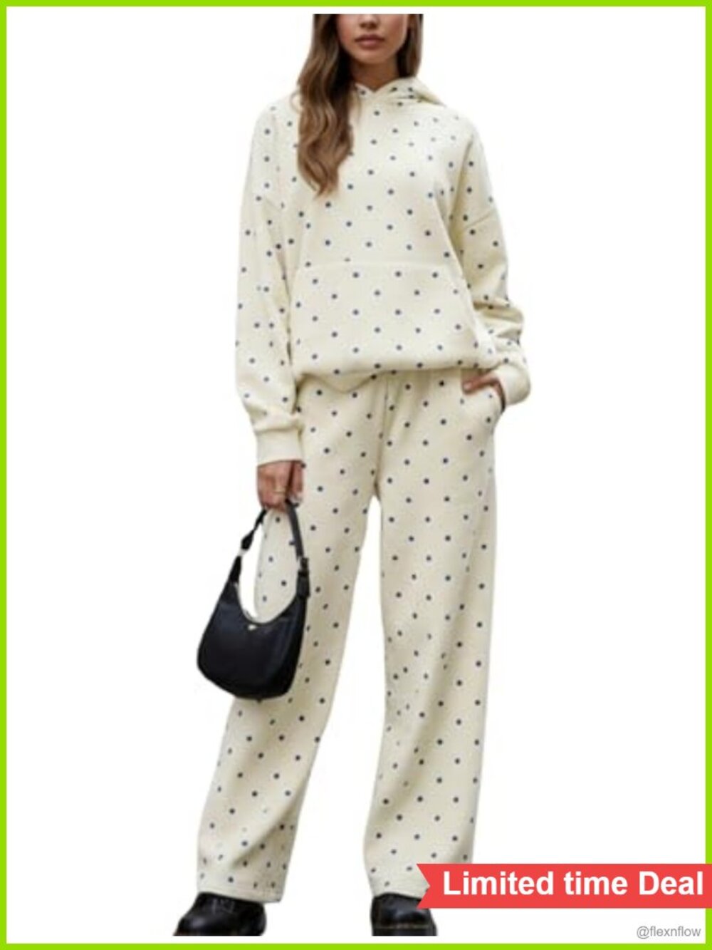 Polka Dot Hoodie and Sweatpants Set Women Fleece Lined 2 Piece Sweatsuit